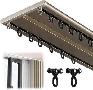 lot 131272 image: Double Row Curtain Track Silent Heavy Duty Drop Ceiling Curtain Track, Aluminum Alloy Ceiling Drape Track Set, for Living Room Bedroom Hospital Easy Install, Champagne,2.8m(9.2ft)