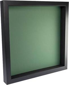 lot 131283 image: Retails for $185 16x16 Shadow Box Frame Black Wood with a 1 34 Usable Display Depth Includes a Hunter Green Acid-Free Backing Board, UV Resistant Acrylic