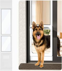 lot 131292 image: Retails for $180 Homgava Large Dog Door for Sliding Glass Doors,No-Cut DIY Install Pet Door- Aluminum Frame& Panel & Lock, Adjustable Height 83 -91 15 , Suitable for Dogs Up to 105 lbs -White