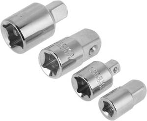 lot 131300 image: 4Pcs Black Chrome Steel Socket Reducers 12, 38, 14 Wrench, Multifunctional Accessory For Home Use (Silver)