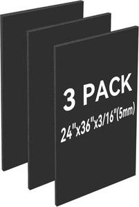 lot 131305 image: 3 Pack Black Foam Board 24x36, 316 Thick Foam Core Board for Projects, Black Poster Board for Painting, Displaying, and Craft Projects