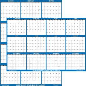 lot 231398 image: 24 x 36 SwiftGlimpse 2026 Wall Calendar Erasable Large Wet & Dry Erase Laminated 12 Month Annual Yearly Wall Planner, Reversible, HorizontalVertical, Navy