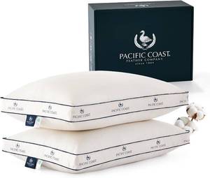lot 231432 image: Pacific Coast Goose Feather and Down Pillows, Queen Size Set of 2, Gusseted Pillows, Bed Pillows for Sleeping, Good for Side and Back Sleepers, 100% Organic Cotton Cover