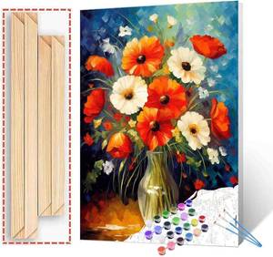 lot 331111 image: Paint by Numbers for red Poppies for Adult,Daisy Paint by Numbers for Beginners,Vincent Van Gogh,Easy DIY Acrylic Oil Painting,Paint by Numbers Kits with DIY Frame 16x20 inches