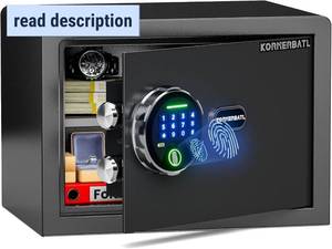 lot 131286 image: KornerBatl Smart Biometric Safe with Fingerprint Lock (9.84D x 13.78W x 9.84H), Small Safe Box with Silent Mode & Backlit Keypad & LED Light, Valentines Day Gifts for Men Women