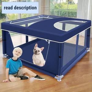 lot 131296 image: XVISHX 42x42 Inch Puppy Playpen with Cover, Dog Playpen for Puppies or Small Dogs, Pet Fence for Indoor & Outdoor, Sturdy Safety DogPen with Thickened Fabric, High-Strength Nylon Wire Mesh, Blue
