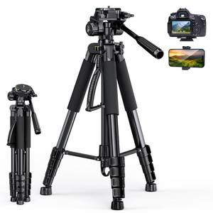lot 20823 image: Vivitar 67�� Camera Tripod with Travel Bag, Cell Phone Tripod with Bluetooth Remote and Phone Holder, Compatible with All Cameras, Cell Phones, Projector, Webcam, Spotting Scopes - Retail $40