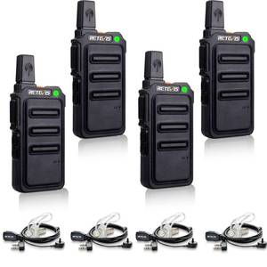 lot 20842 image: Retevis RT19 Walkie Talkie with Earpiece and Mic, 2 Way Radios Long Range, 1300mAh, VOX Handsfree, Mini, Small, Compact Two Way Radio for Adults Family Outdoor Camping Hiking Agriculture(4 Pack) - Retail $60