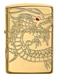 lot 20221 image: Zippo Armor� Asian Dragon 360-Degree Gold-Plate Windproof Lighter - Retail $230