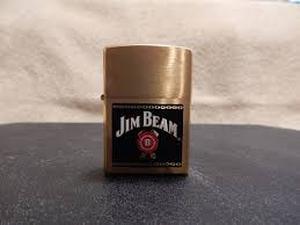 lot 20241 image: Brass Jim Beam Zippo Lighter 2001 In Protective Tin Rare - Retail $30