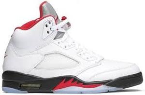 lot 20244 image: AIR JORDAN 5 Retro Mid Fire RedWhite Sneakers - 5.5y - Retail $160