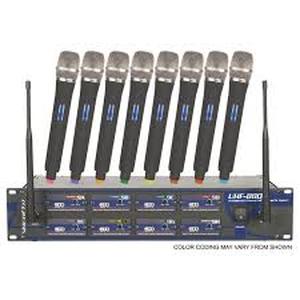 lot 20829 image: VocoPro UHF8800 8 Channel UHF Wireless Mic System with Bag - 4 Microphones - Retail $499