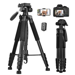 lot 20871 image: Camera Tripod Stand, LINKCOOL 74 Inch Tall Tripod for Camera Canon Nikon Sony - Lightweight Aluminum Tripod Camera Stand with Detachable Head, Remote Shutter & Phone Mount for Vlog Live Streaming - Retail $30
