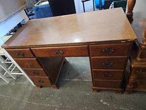 lot 57994 image: vintage wooden kneehole desk