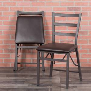lot 57996 image: Flash Furniture HERCULES Series Brown Folding Ladder Back Metal Chair with Brown Vinyl Seat