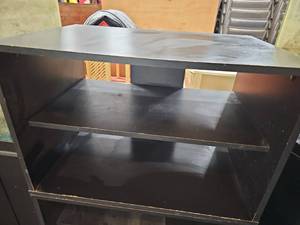 lot 58009 image: Small Black TV Stand with 2 Shelves