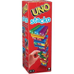 lot 58022 image: Mattel Games UNO StackoGame for Kids and Family with 45 Colored Stacking Blocks  Loading Tray and Instructions  Makes a Great Gift for 7 Year Olds and Up (43535)