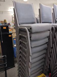 lot 58073 image: Set of 12 Stackable Metal and Fabric Chairs