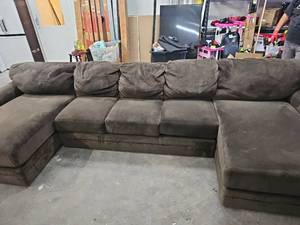 Brown Microfiber U-Shaped Sectional Sofa