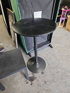 lot 58105 image: Black Round Pedestal Pub Table