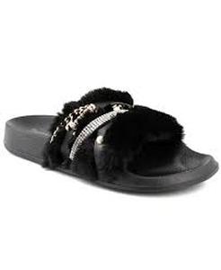 lot 58017 image: Juicy Couture Womens Styx Faux Fur Slide Sandals