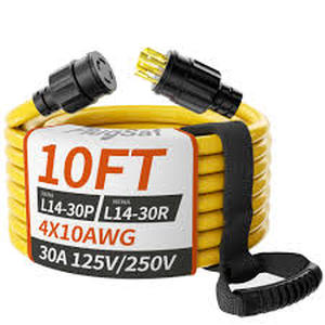 lot 58042 image: Heavy Duty 30A 250V Yellow Extension Cord with NEMA Plug