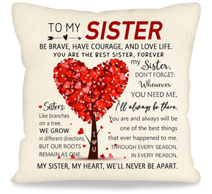 lot 2405 image: Sister Gift for Women Sister Elephant Decorative Throw Pillow Cover Presents for Soul Sister Best Friend Birthday Chirstmas Friendship Gift Inspirational Quote Keepsake 18x18 Inch (To My Sister) (design may vary) - Retail $0