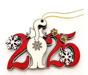 lot 2412 image: Cat Christmas Ornament �� 2025 Cat Christmas Tree Hanging Ornament - Cute Wooden Kitten Tree Decoration with Snowflakes & Paw Prints for Kitten Lovers, Pet Owner Christmas D�cor - Retail $0