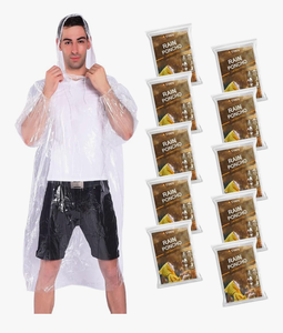 lot 2424 image: Rain Ponchos,with Drawstring Hood ��10 Pack�� Emergency Disposable Rain Ponchos Family Pack for Adults,Clear - Retail $0