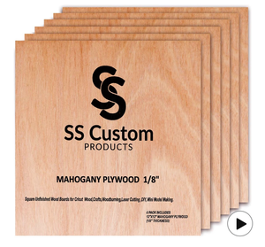 lot 2430 image: Mahogany Plywood Sheets for Crafts 18 inch, 3mm Plywood Sheet for Laser Cutting & Engraving, Wood Burning, Architectural Models, Drawing - 6 Pack Blank Wood Sheets 12 x 12 inch (SS Custom Products) - Retail $0