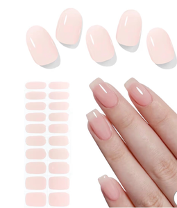 lot 2434 image: Semi Cured Gel Nail Strips (Sheer Nude), Jelly Beige, 20 Pcs Gel Nail Wraps, Stickers, UV Light Required, Salon Quality, Long Lasting - Retail $0