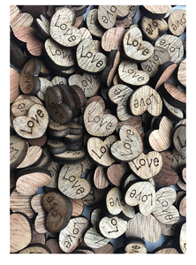 lot 2456 image: 200pcs Rustic Wooden Love Heart Wedding Table Scatter Decoration Crafts Childrens DIY Manual Patch - Retail $0