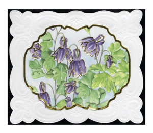 lot 2461 image: 3pack Poster Foundry- Lilac Drops Boxed Note Cards by Carol Wilson. 10 embossed 4x5 Die-Cut Notecards and Matching Envelopes in Decorative Gift Box with Magnetic Flap. NCP2504 - Retail $0