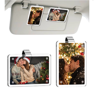 lot 2472 image: Frame with Car Visor Clip, Picture acrylic Frame for Car, Mommy and Me Picture Frame, Magnetic Car Visor Photo Holder, Gifts for Mom Birthday, Visor Photo Frame - Retail $0