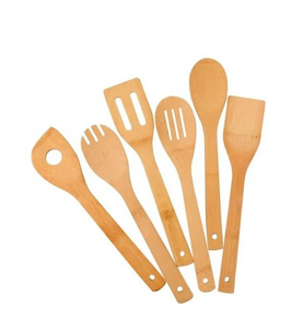 lot 2473 image: Bamboo Kitchen Utensils, 6 pcs Nonstick Spatula Tools with Handles, Heat Resistant Spatula Set, Non-stick Cooking Utensil, Premium Wooden Spoon Sets - Retail $0