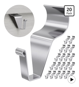 lot 2476 image: Vinyl Siding Clips Hooks (20 Pack), Heavy Duty No-Drill No Hole Damage-Free Siding Hangers for Outdoor Wall Lights Wreaths Garland Hanging, Front Porch Patio Decor - Retail $0