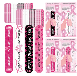 lot 2478 image: 100 piece Breast Cancer Awareness Gift Nail File with Pink Ribbon Design Breast Cancer Awareness Nail Files Bulk Manicure Tools for Women Party Gift Accessories - Retail $0