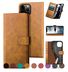 lot 2486 image: DuckSky for iPhone 1212 Pro 6.1 Genuine Leather Wallet case ��RFID Blocking����4 Credit Card Holder����Real Leather�� Flip Folio Book Phone case Protective Cover Women Men for Apple 12 case Khaki - Retail $0