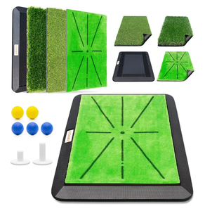 lot 2488 image: Golf Hitting Mats Training Equipment, Golf Practice Mat with Instant Swing Path Feedback, 3 Replaceable Golf Training Mats with No-Slip Heavy Duty Rubber Base - Retail $0