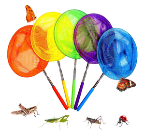lot 2501 image: Kids Telescopic Butterfly Fishing Nets for Kids Catching Insect Net Outdoor Tools for Catching Bugs Fish Insect Ladybird, Extendable 34 Inches and Anti Slip Grip - Retail $0