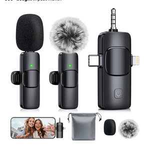 3-in-1 Mini Microphone for iPhone: Wireless Lavalier Microphones for iOS/Android/Camera - Noise Reduction Lapel Mic, Clip on Mic for Video Recording Vlog, YouTube - Retail: $0