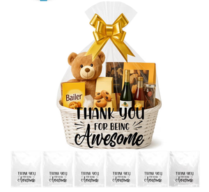 lot 2531 image: Colarr 6 Pcs Thank You Extra Large Cellophane Bags for Gift Baskets 43x51 Inch Thank You for Being Awesome Thick Sturdy Clear Cellophane Wrap for Employee Appreciation Coworker Staff Jumbo Huge - Retail $0