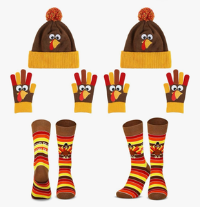 lot 2542 image: Geyoga Thanksgiving Turkey Costume Set Included Turkey Hat Gloves Socks for Women Turkey Trots Thanksgiving Gifts - Retail $15