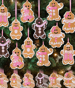 lot 2546 image: Civaner 24 Pcs Pink Gingerbread Christmas Embroidery Ornaments Felt Embroidery Rustic Christmas Hanging Ornaments Pendants for Xmas Tree Home Winter Holiday Decor - Retail $0