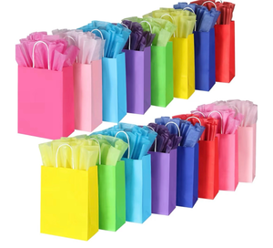 lot 2562 image: BLEWINDZ 32 Pieces Gift Bags with 32 Tissues, 8 Colors Party Favor Bags with Handles, Rainbow Gift Bag for Wedding, Birthday, Party Supplies and Gifts - Retail $0