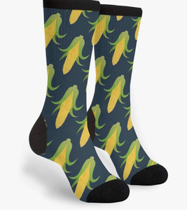 lot 2571 image: YISHOW Yellow Corn Cob Mens Unisex Novelty Crew Socks Fun Crazy Dress Socks - Retail $0