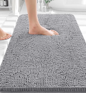 lot 2582 image: Bathroom Rugs 30x20, Extra Soft Absorbent Chenille Bath Rugs, Rubber Backing Quick Dry, Machine Washable Bath Mats for Bathroom Floor, Tub and Shower, Home Decor Accessories, Grey - Retail $0