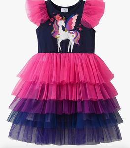 lot 2597 image: Toddler Girls Tutu Dress Cotton Bodice Layered Tulle Skirt, Mermaid Sparkle Birthday Party Dress for Kids 3��8 Years - Retail $0