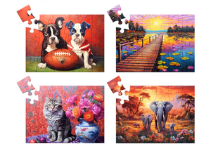 lot 2601 image: 4 Pack 24 Large Piece Jigsaw Puzzles Dementia Alzheimers Products and Activities for Elderly Seniors Puzzle Alzheimers Cognitive Game Easy Puzzle for Adults Gift for The Elderly with 4 Storage Bag - Retail $0