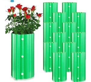 lot 2602 image: Queekay 12 Pcs Rose Cones for Winter Protection, 16.5 x 9 Inch Winter Rose Collars Bush Cover for Keep Warm, Protecting Plants from Wind Blows Freeze Animals Eating Indoor Outdoor Gardens (Green) - Retail $0